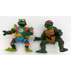 Vintage Ninja Turtles Jump Attack Jujitsu Raphael ‘93 &Mike the Sewer Surfer ‘90